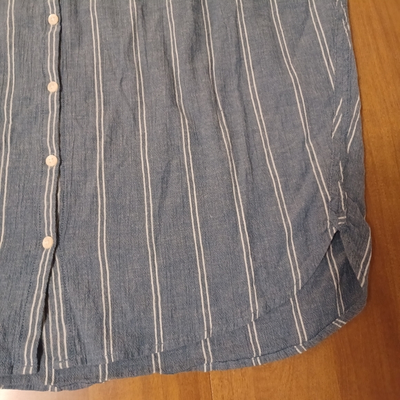 Madewell Blue White Striped Shirt Womens Large 100% Cotton Button Up - Picture 4 of 10